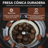 AMZCHEF Molinillo de Café Eléctrico con Soporte Desmontable y Contenedor | Panel Táctil LCD | 24 Regulable de Molido Molinillo de Café con Muelas para Espresso/Drip/Pour Over/Cold Brew/French Press