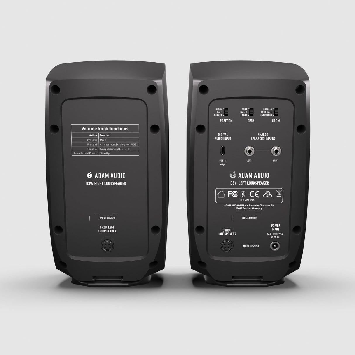 ADAM Audio Sistema de monitorización de sobremesa Activo D3V con conexión USB-C (par, Negro)