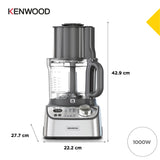 Kenwood MultiPro XL Weigh+ FDM72.990SS - Robot de cocina compacto con báscula y temporizador integrados, ExpressDice, depósito de trabajo de 3 l, velocidad variable, compartimento de llenado XL, 1000