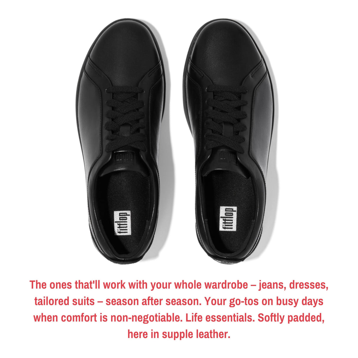 Fitflop Rally Tennis Sneaker-Leather-Updated, Zapatillas sin Cordones Mujer, Negro (All Black), 41 EU