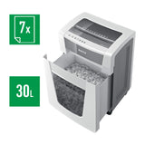 Leitz IQ Office Pro P5+ - Destructora de papel de corte supermicro, destruye 8-7 hojas a la vez (70-80 gms), papelera de 30 l, blanco, 80040000