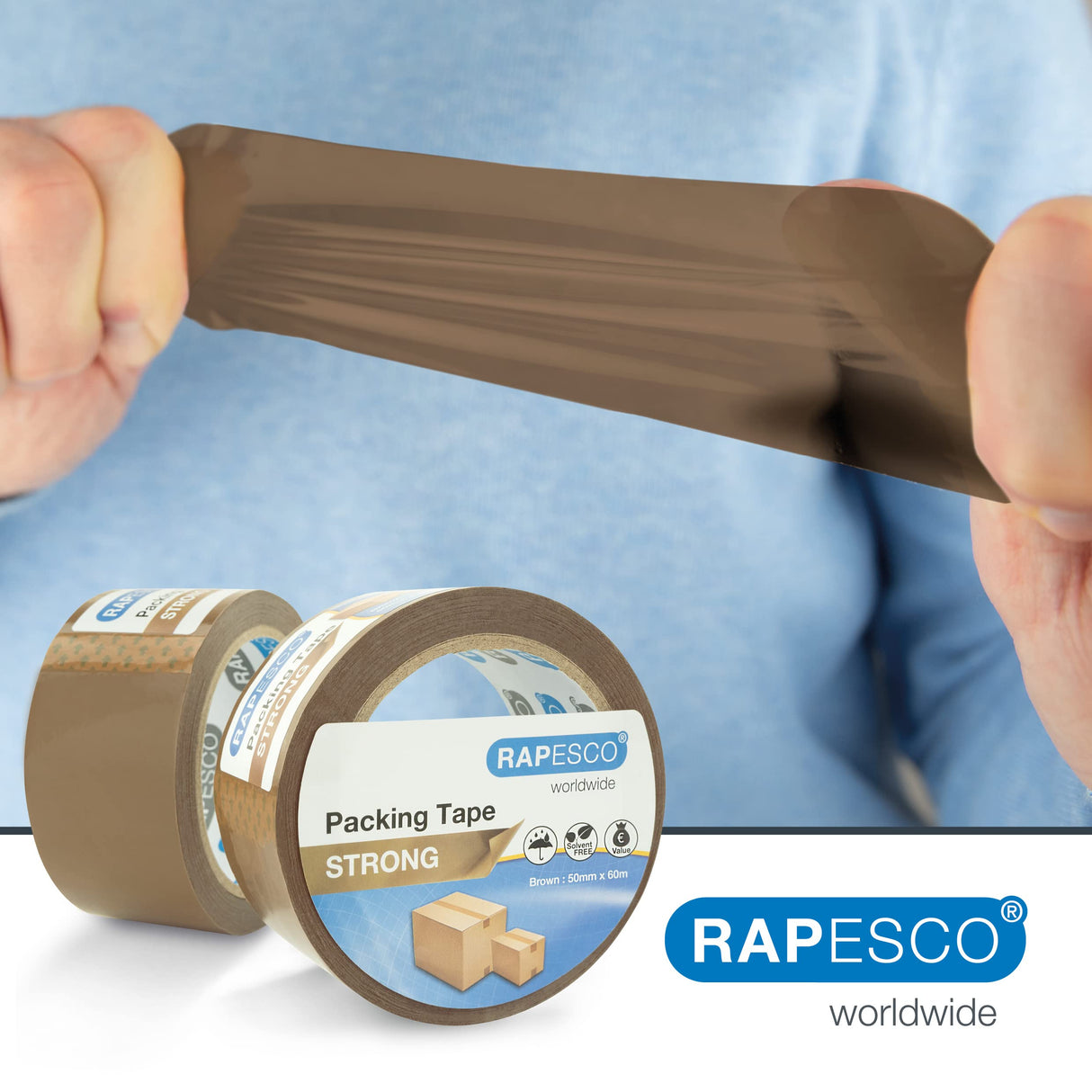 Rapesco 1743 Confección Business: 48 Rollos de Cinta de Embalaje Resistente, 50 mm x 60 m, Marrón