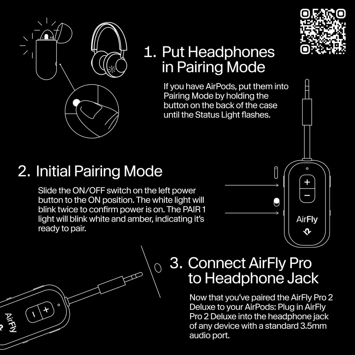 Twelve South AirFly Pro 2 Deluxe | Transmisor/Receptor inalámbrico con Audio compartido para hasta 2 AirPods/Auriculares inalámbricos - Avión, Gimnasio, Coche