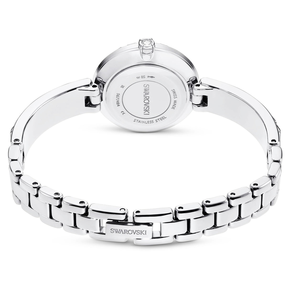 Swarovski Reloj Matrix Bangle, Fabricado en Suiza, Pulsera de Cristal, Blanco, Acero Inoxidable