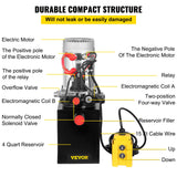 VEVOR Bomba Hidráulica con Efecto Doble 4L, para Remolque y Tanques de Metal, 12V
