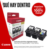 Canon Tinta - PG-560XL + CL-561XL - Pack de 3 Cartuchos Originales de Alta Capacidad - (x 2 Negro, x 1 Tricolor)