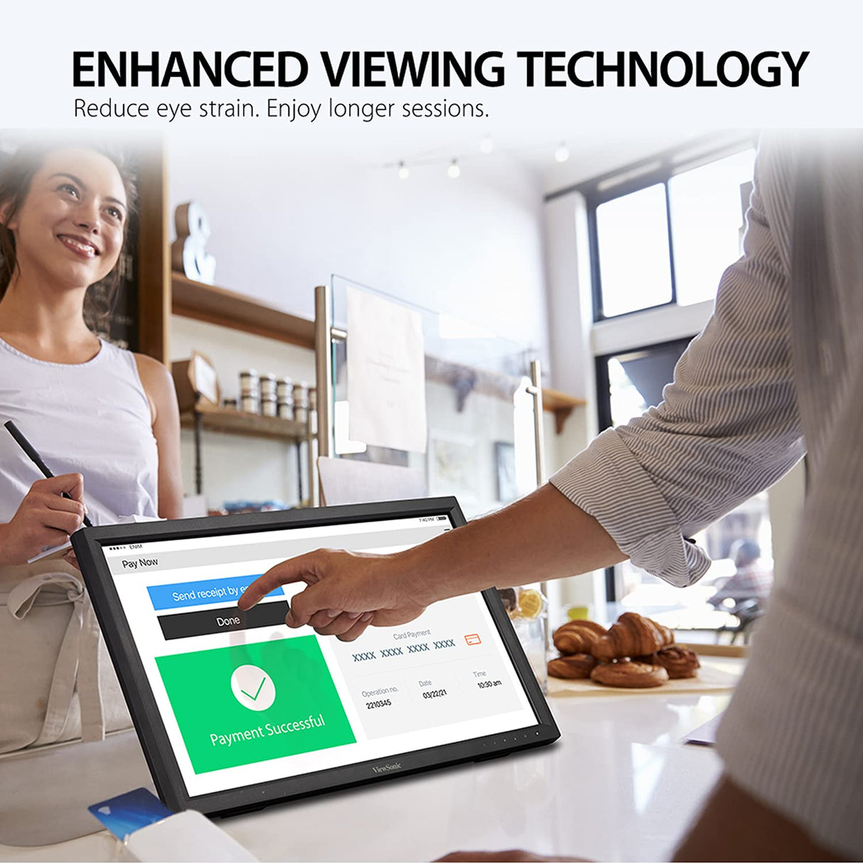 ViewSonic TD2223 - Monitor táctil de 22" Full HD, HDMI, USB, 10 Puntos, Soporte Integrado, Altavoz, Color Negro