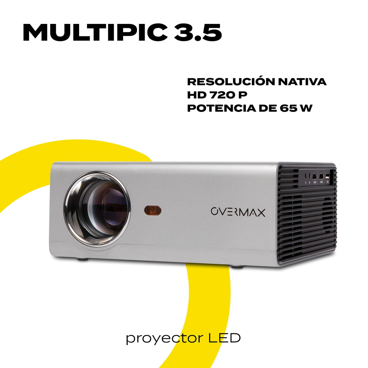 OVERMAX Proyector Multipic 3.5 Full HD LED proyector WiFi Proyector Home Cinema Proyector Incorporado Youtube Altavoz con subwoofer HDMI USB D-Sub Mando a Distancia tamaño Compacto
