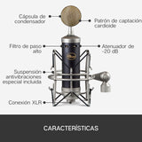 Blue Baby Bottle SL XLR Micrófono condensador para grabación y transmisión, Cápsula cardioide de gran diafragma, Soporte de amortiguador de choque y Estuche protector - Negro