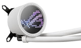 ASUS ROG RYUO III 240 ARGB White Edition Enfriador líquido todo en uno AIO de CPU de 240 mm, solución de bomba Asetek de 8ª generación, pantalla LED Anime Matrix™ y ventilador ROG AF 12S ARGB.