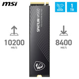 MSI Spatium M560 SSD 1TB PCIe 5.0 NVMe M.2 Unidad de Estado sólido Interna, 10.200MB/s Read & 8.400MB/s Write, 3D NAND, Built-In Data Security, Center