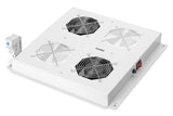 DIGITUS Unidad de ventilador de techo para armario de red (Dynamic Basic / Unique) y armario de servidores (Dynamic Basic), 2 ventiladores, termostato, gris (RAL 7035)