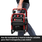 Einhell Professional Compresor con batería SILENZZO 18/160 Power X-Change (18 V, máx. 8 bar, depósito de 6 l, potencia de aspiración 160 l/min, manómetro, sin aceite, silencioso, sin batería)