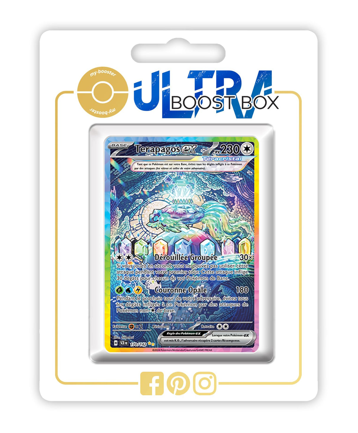 Terapagos ex 170/142 Alternativo Pokémon Gallery Teracristal Secreta - Ultraboost X Écarlate et Violet 7 Couronne Stellaire - Box de 10 Cartas Pokémon Francés
