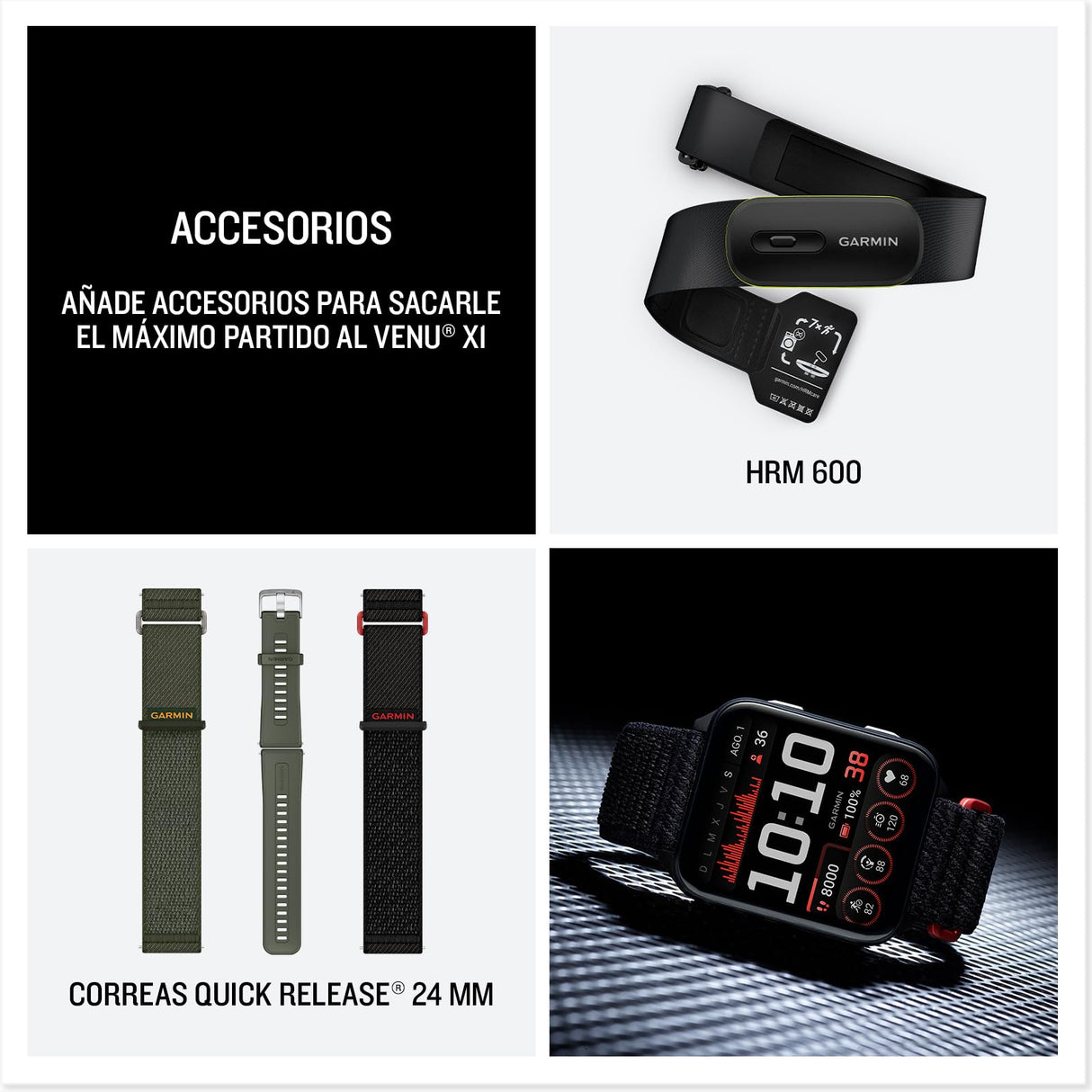 Garmin Venu X1, Smartwatch Premium con GPS, Pantalla AMOLED de 2'', Funciones de Salud y Bienestar 24/7, Altavoz y Micrófono Integrados, Mapas, Linterna LED, hasta 8 días de autonomía, Negro