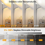 Lámpara de Pie LED Regulable de 42 W, Lamparas de Pie Para Salon Superbrillante de 4000 LM Para Sala de Estar Con Luz de Lectura, Atenuación Continua de 2700K-6500K, Control Remoto y Control Táctil