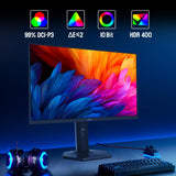 HKC Monitor OLED para Juegos de 27 Pulgadas, 240 Hz, QHD (2560 × 1440), 0,03 ms, HDR True Black 400, 99% DCI-P3, Eye Care, HDMI 2.1, DP 1.4, VESA 100 × 100, Ajuste de Altura e Inclinación, Gris