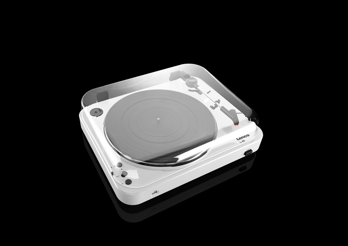Lenco L-85 Tocadiscos con USB, Semi Automático, 33 45 RPM, Estereo, 12W, Blanco