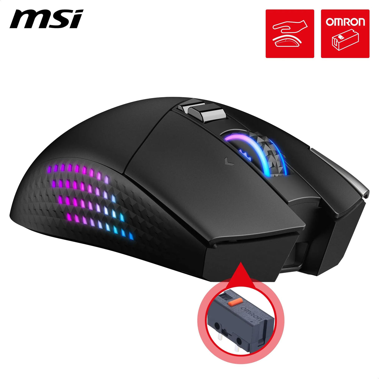 MSI Versa Pro Wireless + Mouse Dock Pro - Ratón Gaming, Sensor óptico de 26.000 PPP, frecuencia de sondeo de 1.000 Hz, diseño para diestros, batería de 80 Horas, con Cable e inalámbrico