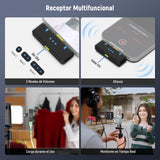 NEEWER KM15 Sistema Micrófono Solapa Inalámbrico, Compatible con iPhone Android PC, Mini Mic Solapa USB C con Cancelar Ruido, Alcance 300m 48KHz/24Bits, Batería 9 Horas para Grabación Streaming
