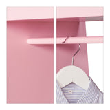 Relaxdays Perchero Infantil, 5 Compartimentos, Colgador de Ropa Niñas, con Gancho y Espejo, 107 x 97,5 x 61 cm, Rosa, Tablero de Fibras