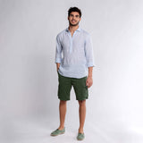 Panareha Camisa Polera Hombre Lino MAMANUCA Azul Claro (L)