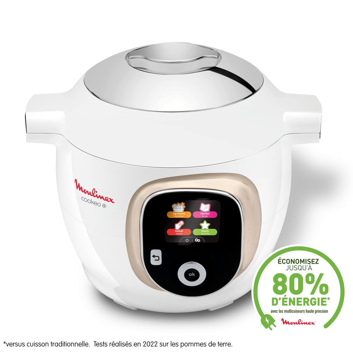 Moulinex, Cookeo - Multicooker inteligente 6L, 150 recetas integradas, cocción sin vigilancia, pantalla intuitiva, guía de cocción, aplicación MyMoulinex, 1600 W, blanco, 15 años reparabilidad
