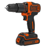 BLACK+DECKER COMBO KIT: Taladro Percutor 18V 10mm 40Nm + Mini-Amoladora 18V 125mm, Incluye: 2 baterías de Litio 2Ah, cargador, bolsa transporte, BCK24D2S-QW