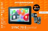 INTERPHONE SYNC70 ESSENTIAL Pantalla táctil con Android Auto inalámbrico y Apple Carplay moto, pantalla para moto de 7" con wifi y Bluetooth, con sistema de fijación Quiklox y certificado IP66