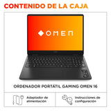 HP OMEN Slim - Ordenador portátil Gaming 16" 2.5K WQXGA (Intel Ultra 7-255H, 24GB RAM, 1TB SSD, NVIDIA RTX 5060, Windows 11 Home) Teclado QWERTY Español - Negro