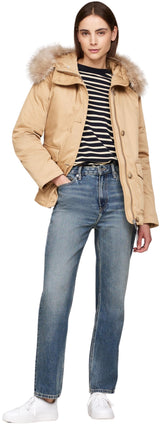 Tommy Hilfiger Parka Mujer Padded Parka With Fur con Botones, Verde (Classic Khaki), M