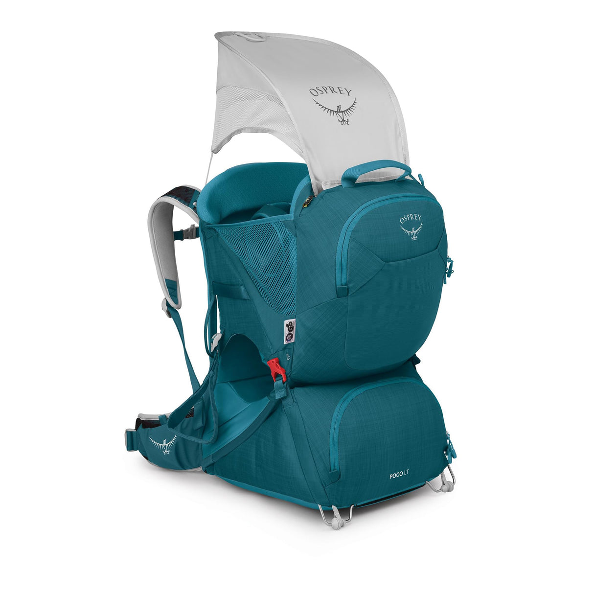 Osprey Poco Portabebés - Cabina de lujo para niños - Protección solar incorporada - Suspensión transpirable - Almohadilla para baba lavable a máquina, Deep Peyto, Portabebés LT