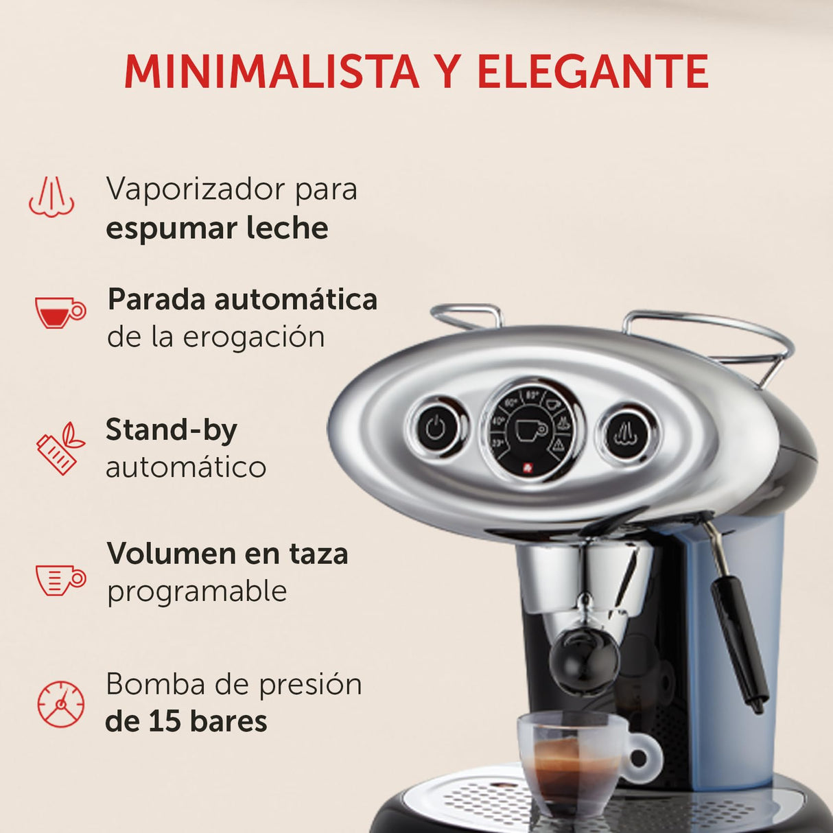 Illy caffè, Máquina de café espresso compatible con cápsulas Iperespresso X7.1, color negro