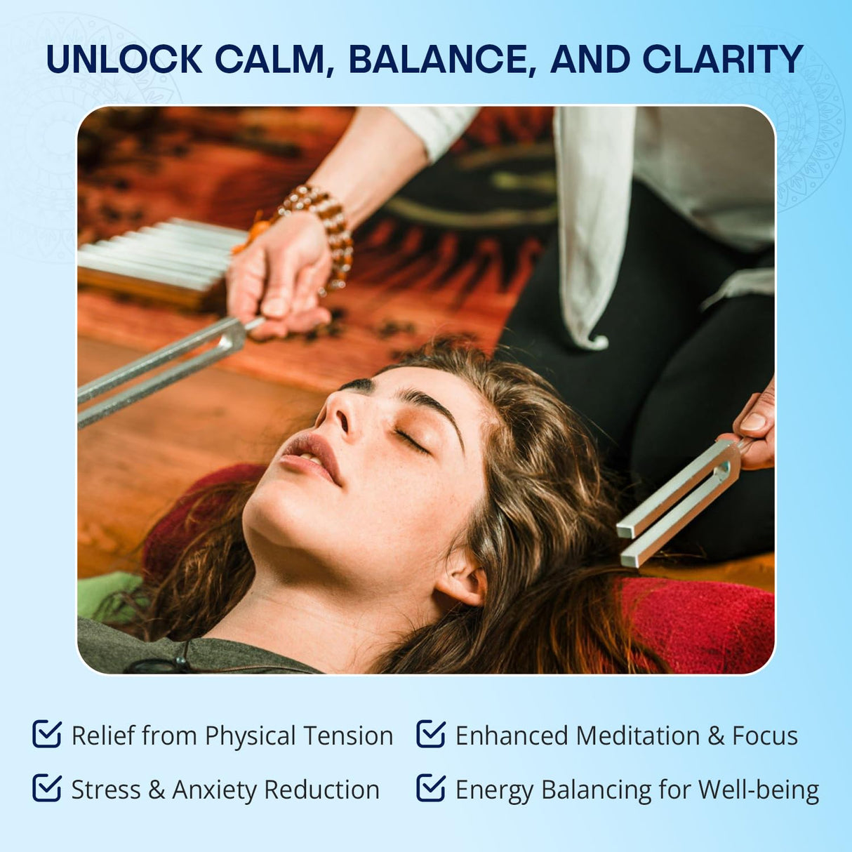 Solfeggio - Tenedores de afinación para curación de Omnivos para terapia de sonido, curación de chakras, incluye la horquilla de afinación de 528 Hz, mecanizado, no moldeado y fabricado en los Estados
