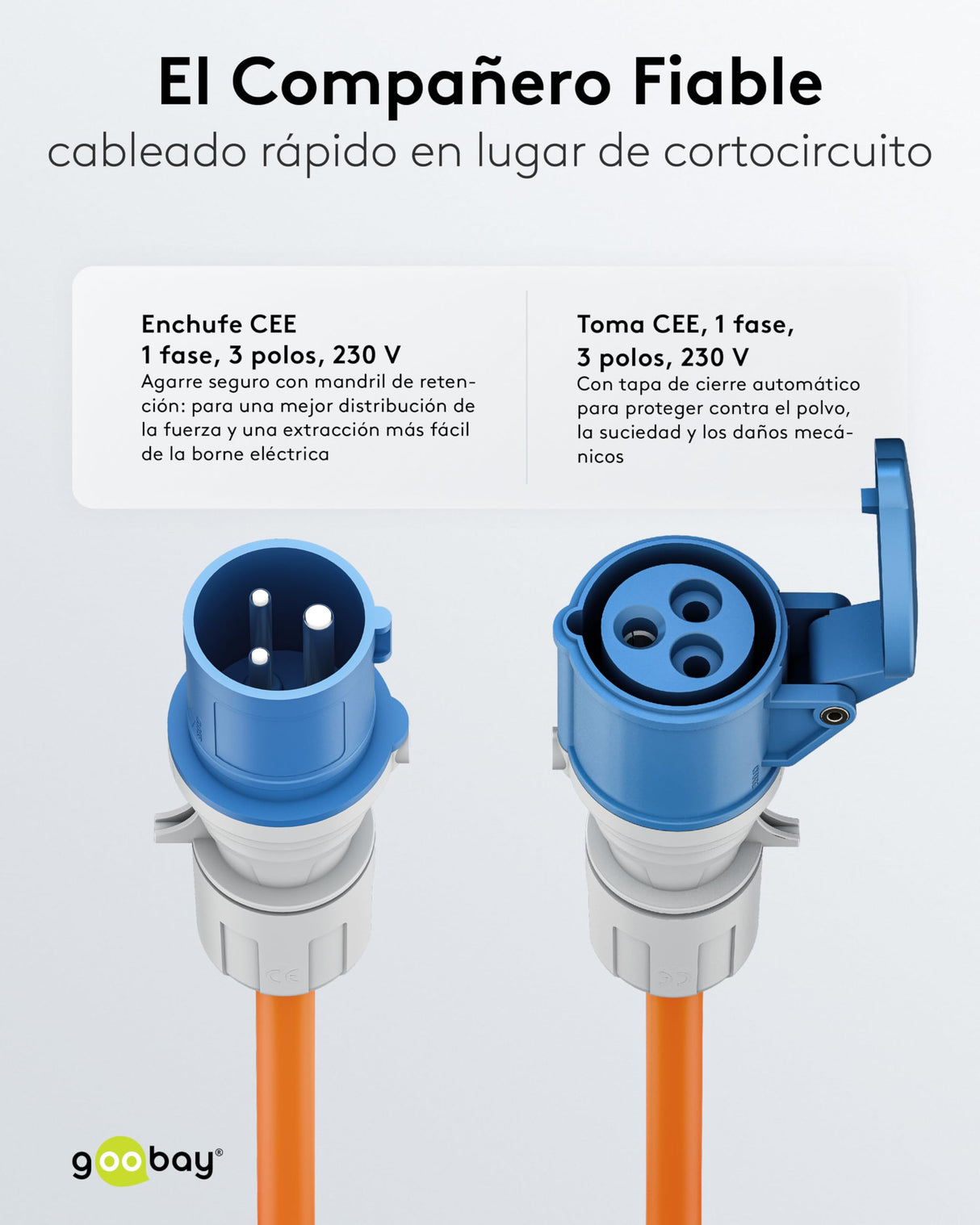 goobay Cable alargador CEE para Caravana, 25m, Enchufe CEE a Toma CEE, Toma CEE con Tapa de Cierre, IP44, Cable de Camping, autocarava y Caravana, 76230