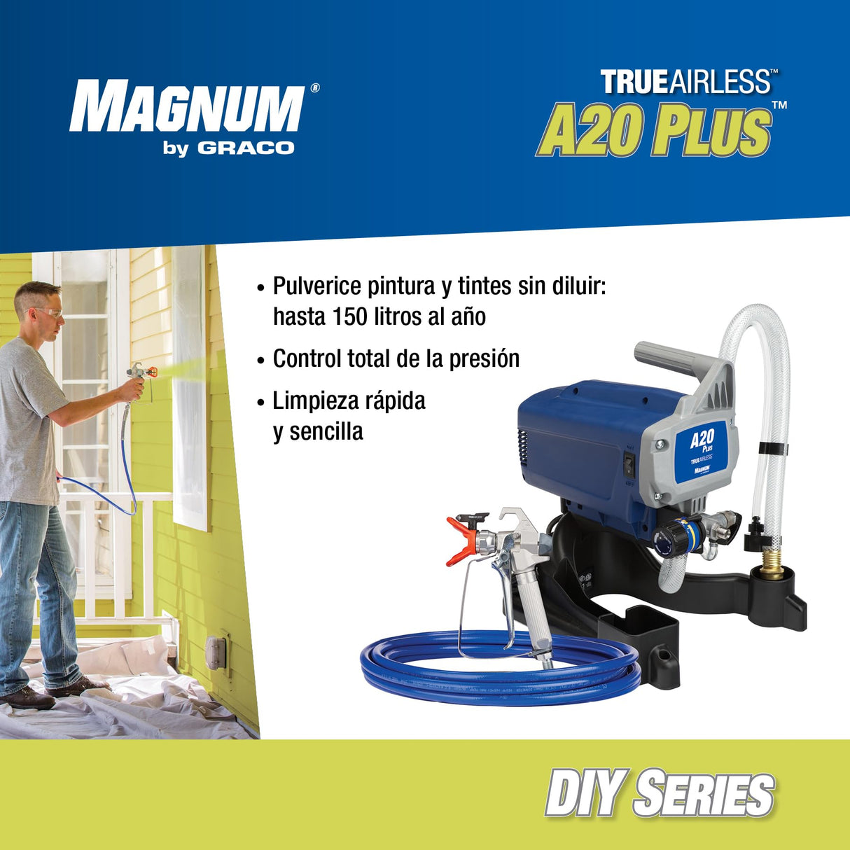 Magnum by Graco 17C243 Pulverizador de Pintura airless A20 Plus, Uso doméstico (caudal de 0,9 l/min, máx. presión 207 Bar)