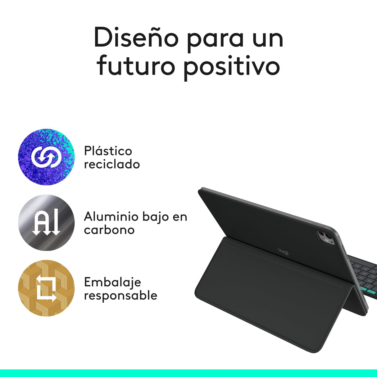 Logitech Flip Folio, funda con teclado para iPad Pro (M4) y iPad Air de 13 pulgadas (M2 y M3) (2024, 2025) – Funda protectora con Bluetooth almacenable, multidispositivo, QWERTY Español - Grafito