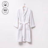 Albornoz S-M 100%Algodón 360GSM Blanco con ribetes blancos Scalpers Home