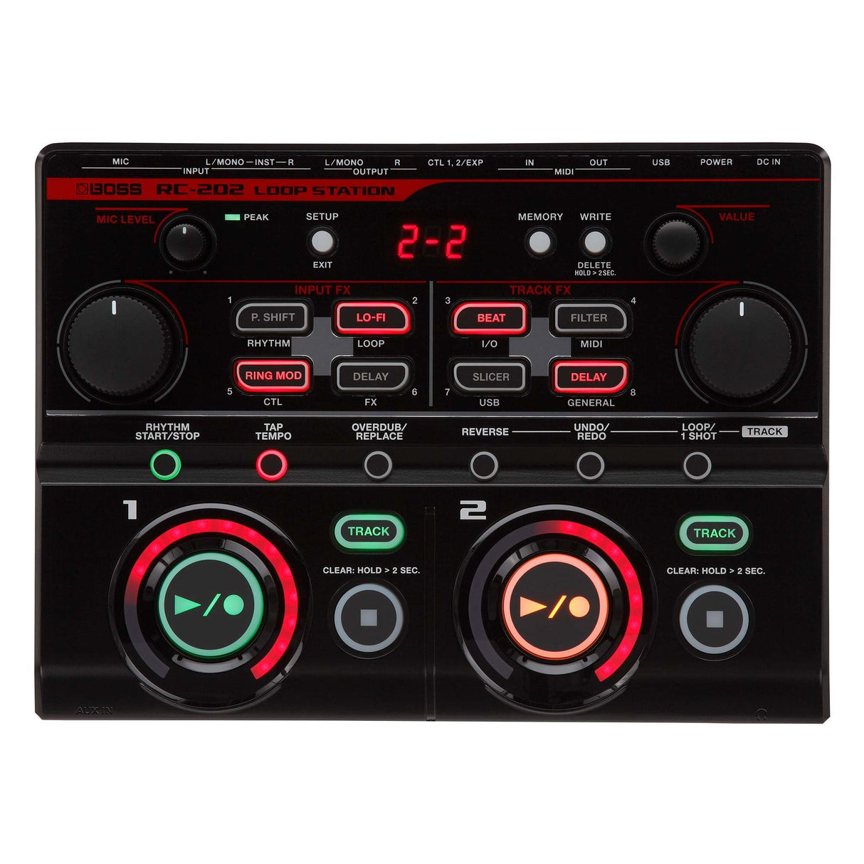 BOSS RC-202 Loop Station | Loops con las manos para creadores musicales progresivos | Dos pistas estéreo | 64 memorias de frase | Interfaz de audio/MIDI USB