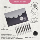 KnitPro Karbonz Kit de Agujas Intercambiables - Pares de Alfileres Circulares de 9x10 con Accesorios Karbonz Deluxe Set para Principiantes, Profesionales y Caja de Regalo