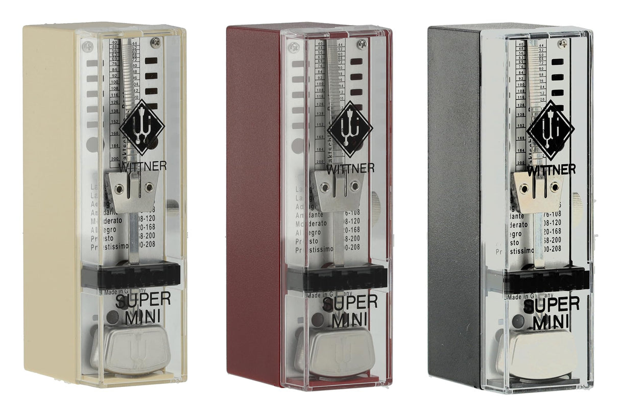 Wittner Metrónomo Taktell Super-Mini Serie 880 - Carcasa de plástico - Sin campana - Negro - Mecánico con cuerda - No se requieren baterías - Hecho en Alemania