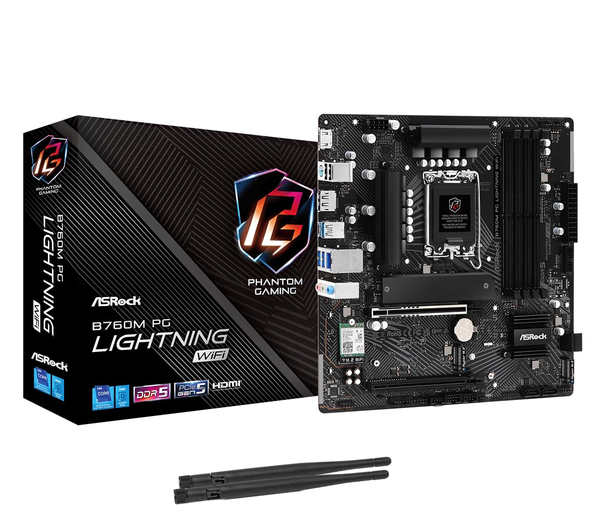 Carte Mère ASRock B760M PG Lightning WiFi DDR5 (Intel LGA 1700) Micro ATX