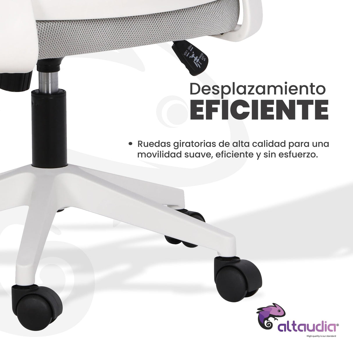 Altaudia Silla de Escritorio y Oficina de Trabajo - Ergonómica Ajustable y Reclinable - Reposabrazos móviles, Cabezal, Reposacabezas, Función de Inclinación, Silla Giratoria, Soporte Lumbar, Blanco