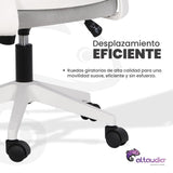 Altaudia Silla de Escritorio y Oficina de Trabajo - Ergonómica Ajustable y Reclinable - Reposabrazos móviles, Cabezal, Reposacabezas, Función de Inclinación, Silla Giratoria, Soporte Lumbar, Blanco