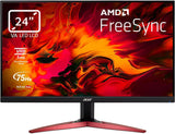 Acer Nitro KG241YA - Monitor Gaming de 24" Full HD 75 Hz (1920x1080, 16:9, 250 Nits, Tiempo de Respuesta 1 ms VRB, AMD FreeSync, ZeroFrame, HDMI, VGA), Monitor PC Color Negro