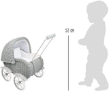 small foot 8771-Cochecito de bebé de Mimbre Ropa de Cama Blanca para Mayores de 3 años Cochecito de muñecas, Color Gris, 513252 cm (8771)