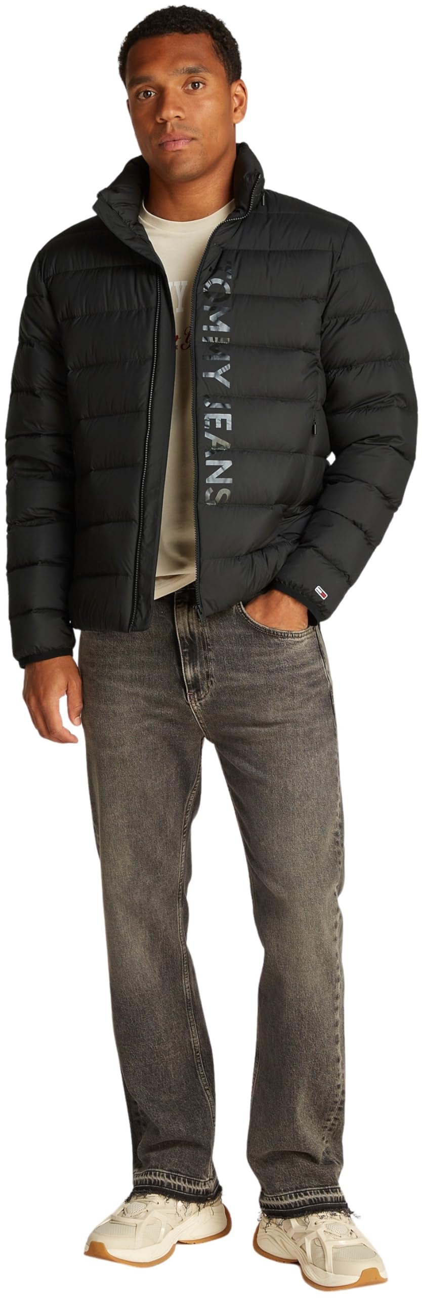 Tommy Jeans Cazadora acolchada Hombre Down Printed ligera, Negro (Black), M