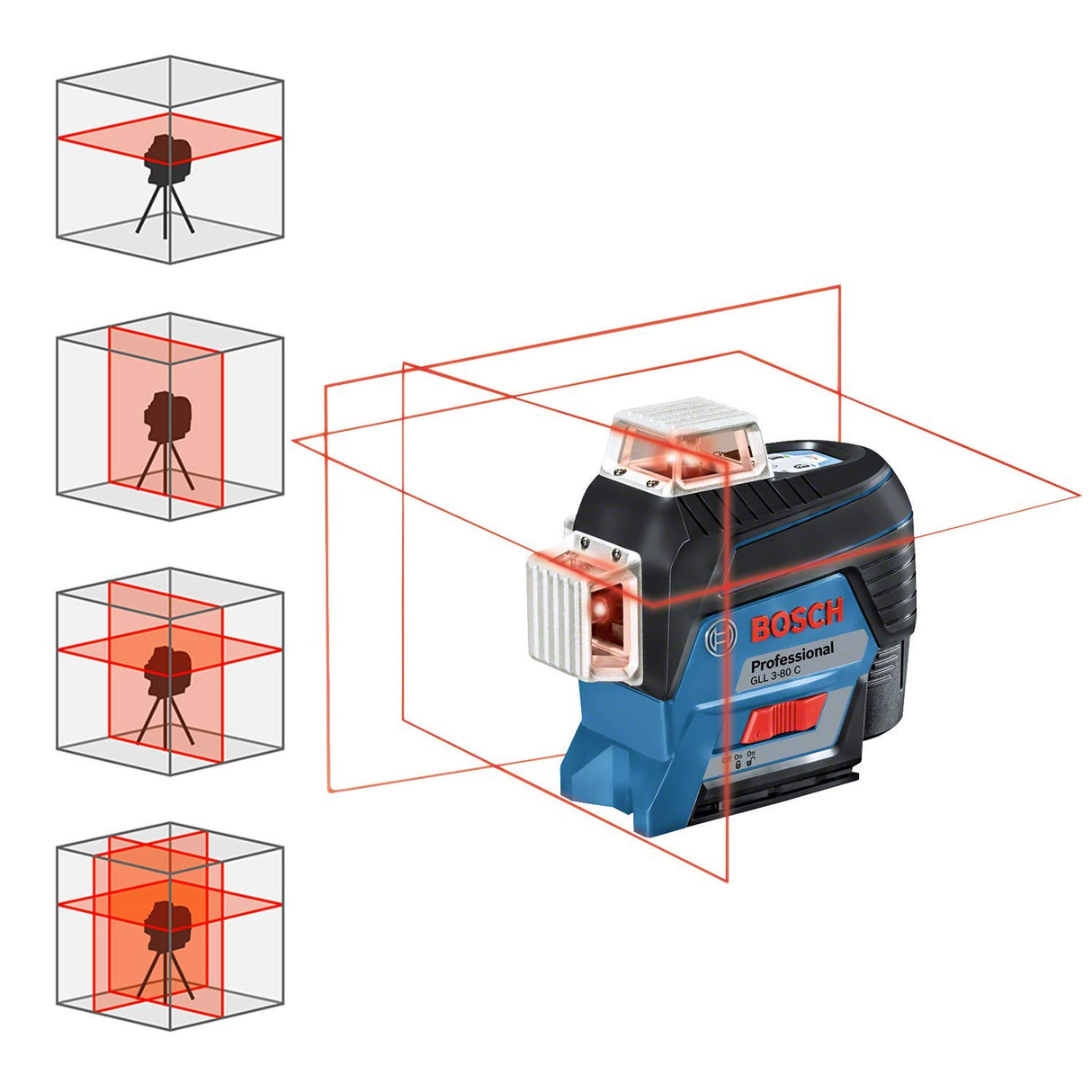 Bosch Professional nivel láser GLL 3-80 C + medidor de distancias GLM 20 (1 batería de 12 V, láser rojo, con función de aplicación, alcance: hasta 30 m, en L-BOXX)