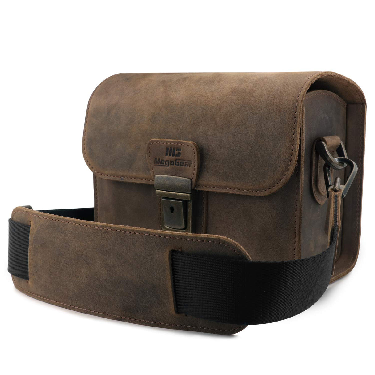 MegaGear Pebble MG1724 - Bolso Bandolera de Piel para cámaras réflex Digitales y sin Espejo, Color Canela