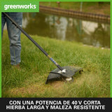 Greenworks 40V Desbrozadora a Batería, Motor sin Escobillas, Arnés, Altura Regulable, Ancho Corte 40 cm, Hilo Nylon 2 mm o Cuchilla 25 cm, 2 x Baterías 40 V y Cargador, 3 Años de Garantía GD40BCK2X